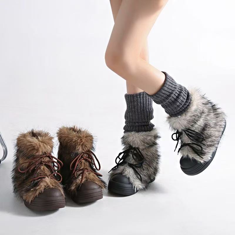 Women'S Accessories Trends 2025 - Retro Trendy Hairy Snow Boots for