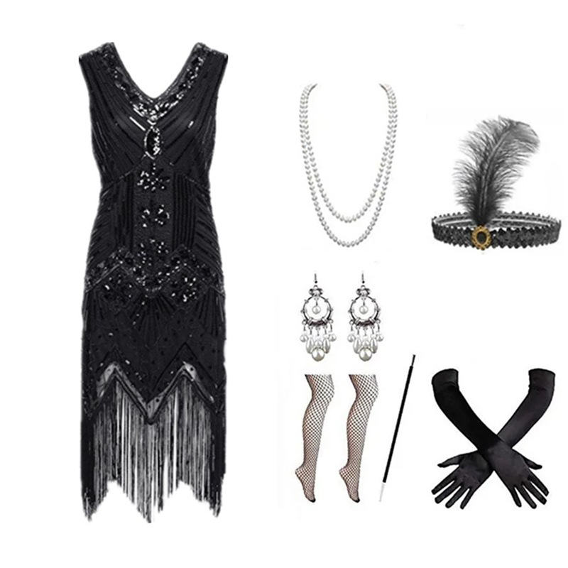 Women 1920s Flapper Dress Set  - Women'S Accessories In The 1920S ulasan dan harga