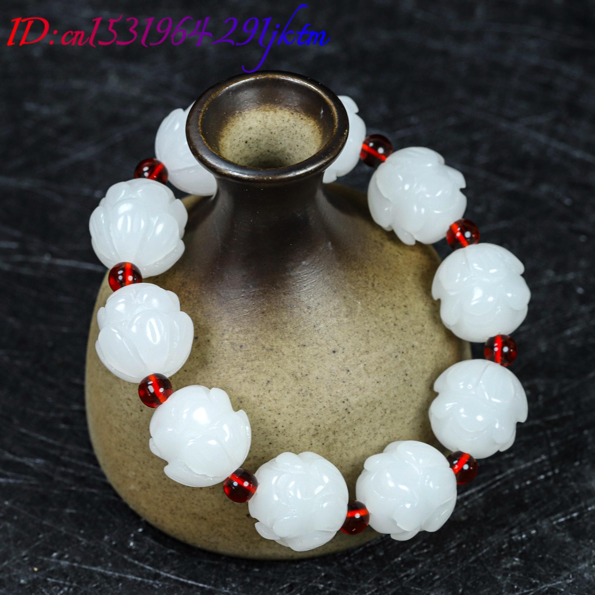 White Real Jade Lotus Bracelet - Women'S Accessories And Jewelry ulasan dan harga
