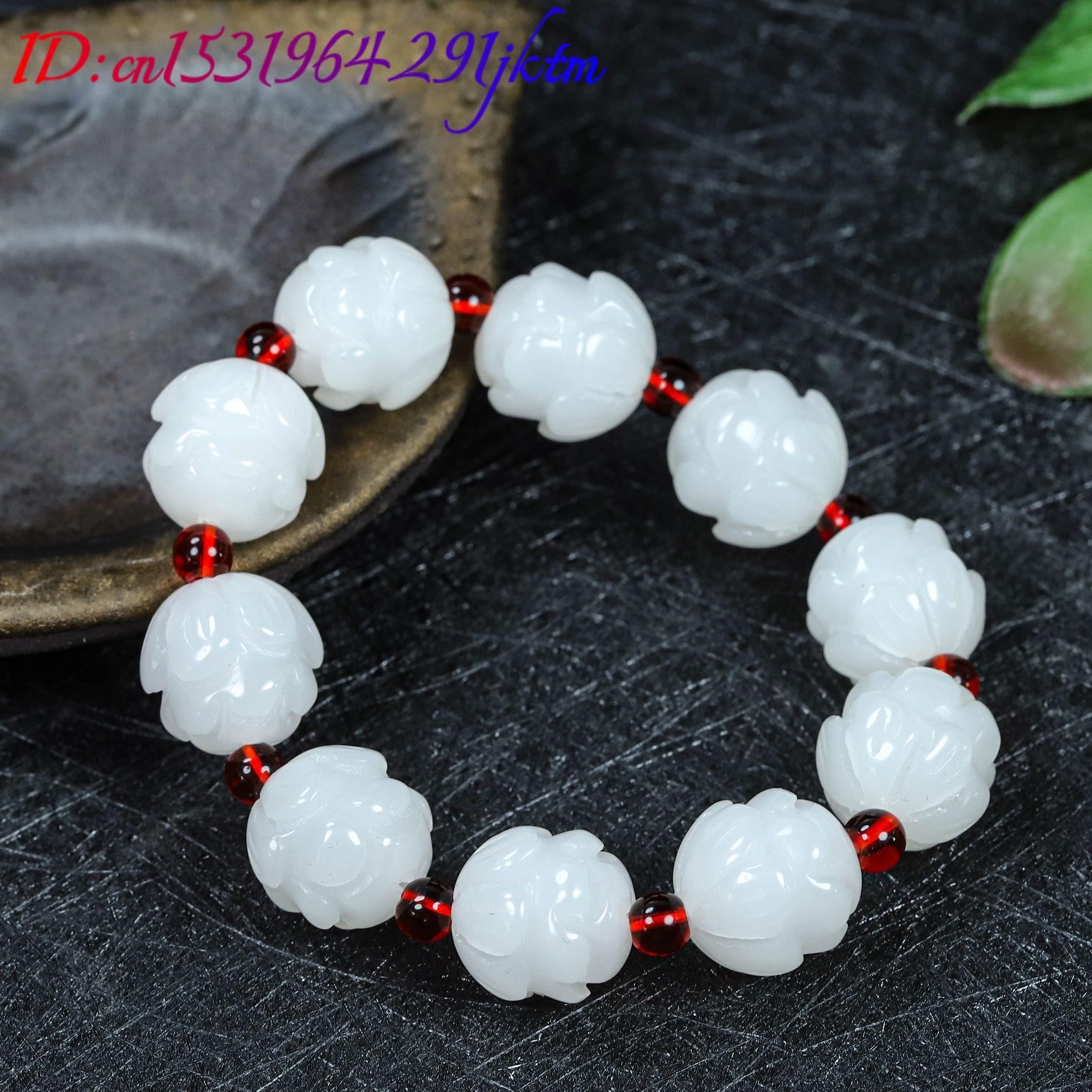 White Real Jade Lotus Bracelet - Women'S Accessories And Jewelry ulasan dan harga