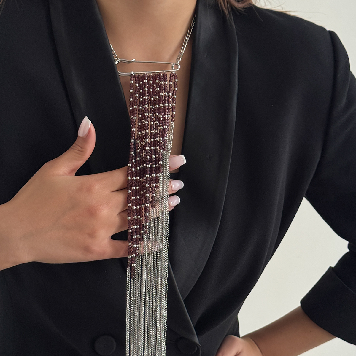 Silver Color Tassel Chain Broo - Women'S Accessories And Jewelry ulasan dan harga