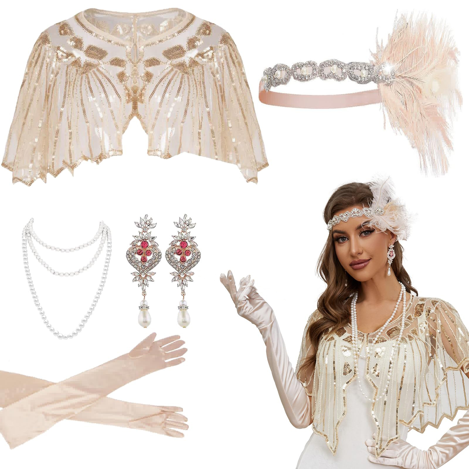 1920s Gatsby Party Wedding  Fe - Women'S Accessories In The 1920S ulasan dan harga
