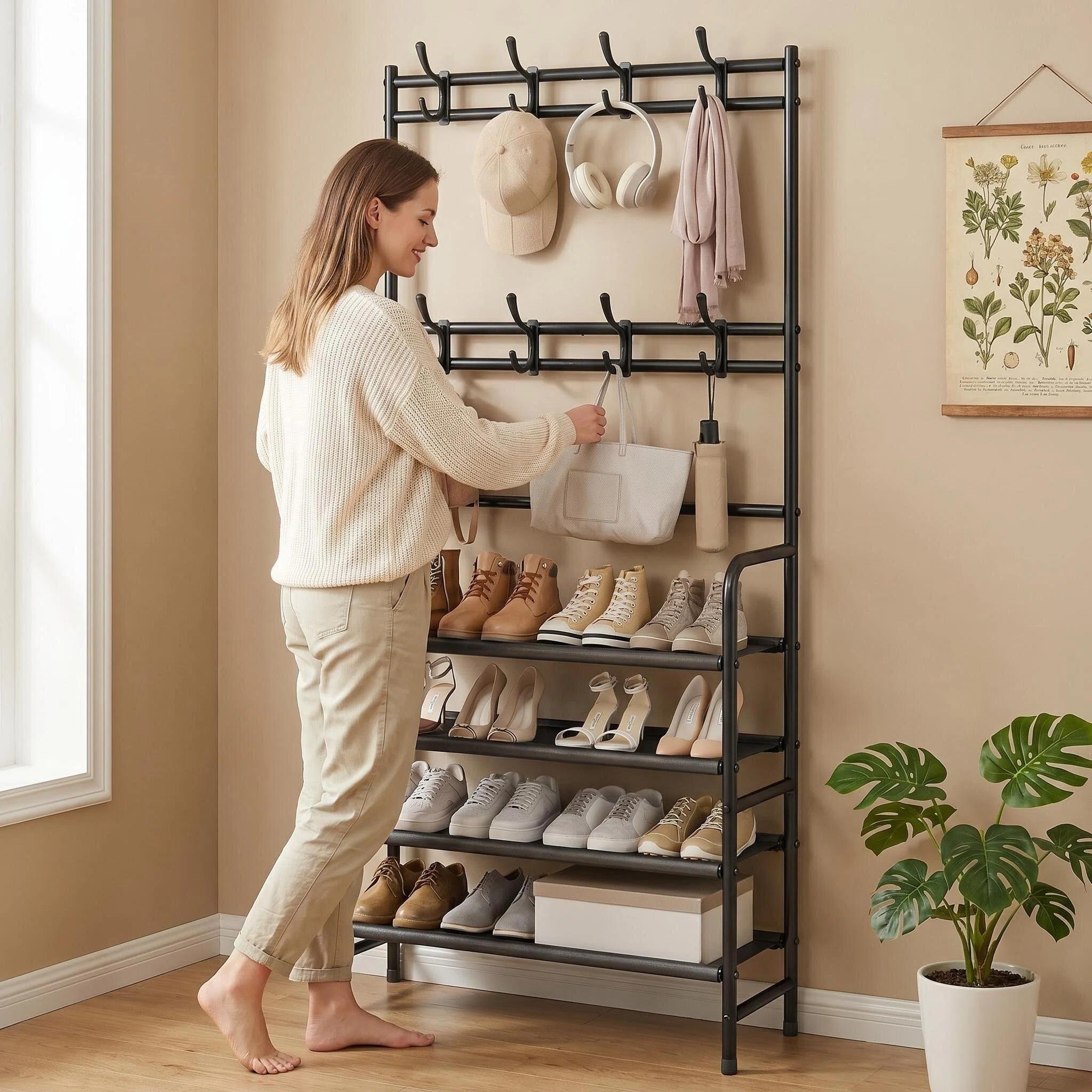 SUOERNUO Metal 4-Tier Shoe Rac - Women'S Accessories Rack Room Shoes ulasan dan harga