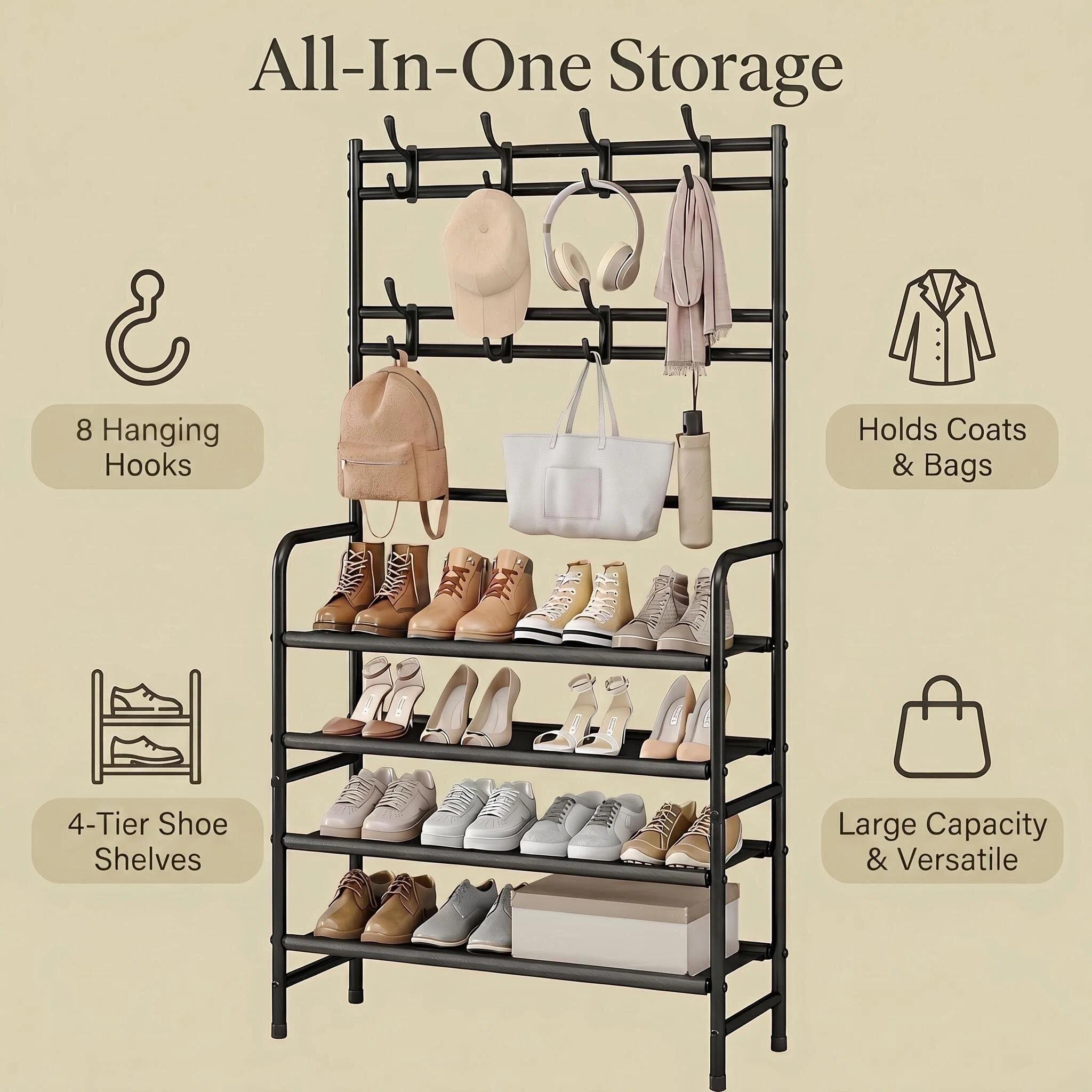 SUOERNUO Metal 4-Tier Shoe Rac - Women'S Accessories Rack Room Shoes ulasan dan harga