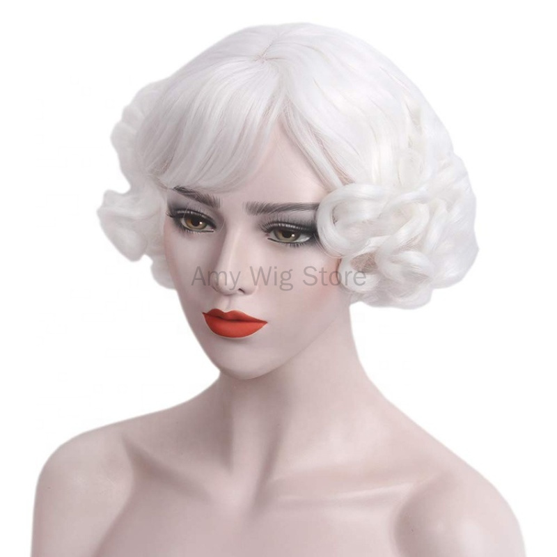 1920s Retro Short White Wig Wa - Women'S Accessories In The 1920S ulasan dan harga