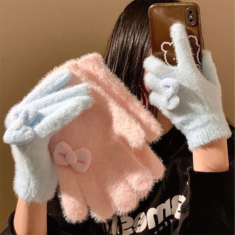 Cute Sweet Bow Plush Gloves Fo - Women'S Accessories Gift Ideas ulasan dan harga