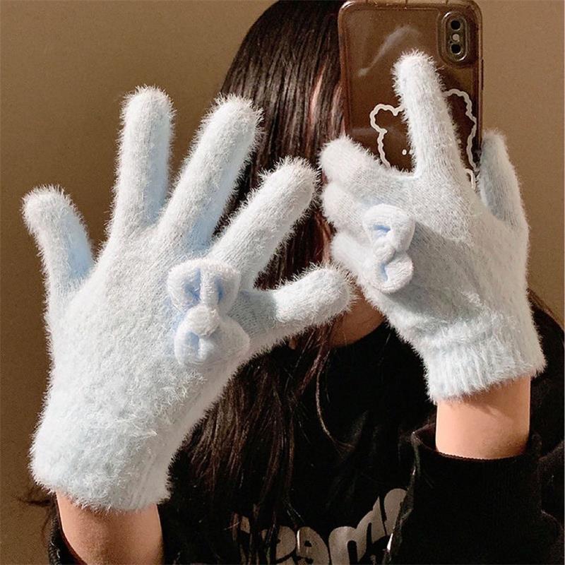 Cute Sweet Bow Plush Gloves Fo - Women'S Accessories Gift Ideas ulasan dan harga