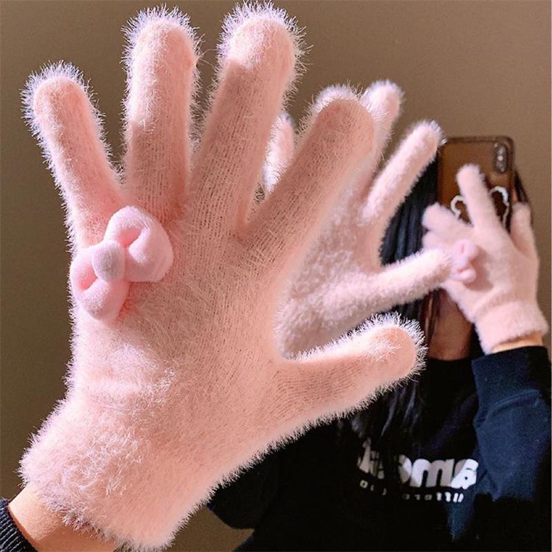 Cute Sweet Bow Plush Gloves Fo - Women'S Accessories Gift Ideas ulasan dan harga